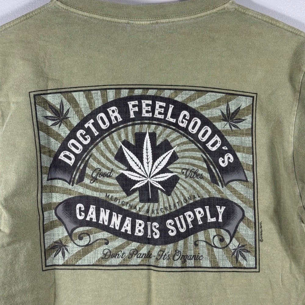 Crazy Shirts Doctor Feelgood's Cannabis Supply T-Shirt Green Size S - Picture 8 of 9